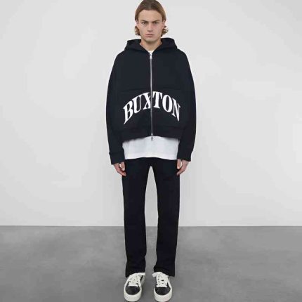 HEAVYWEIGHT LOGO ZIP BLACK HOODIE