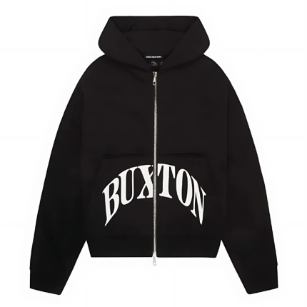 HEAVYWEIGHT LOGO ZIP BLACK HOODIE